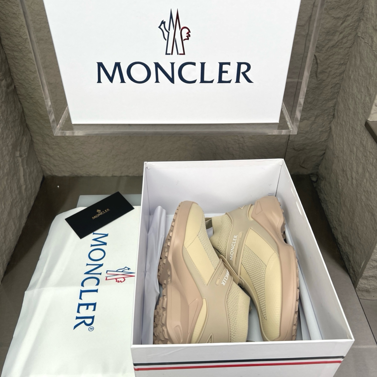 Moncler Men's Sneakers Breathable Lightweight Casual Shoes - Beige 3 i1745267701684 3734