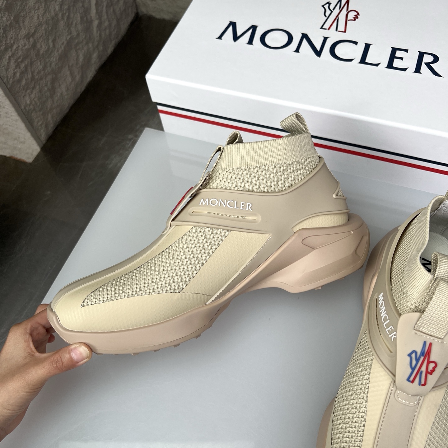 Moncler Men's Sneakers Breathable Lightweight Casual Shoes - Beige 6 i1745267733608 8891 0 9