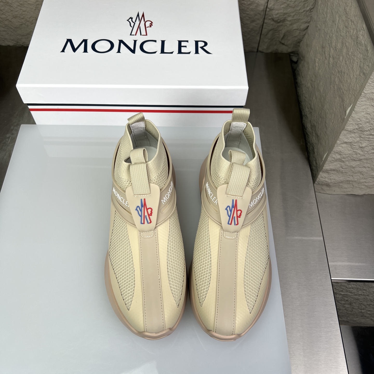 Moncler Men's Sneakers Breathable Lightweight Casual Shoes - Beige 4 i1745267758754 5181 0 9