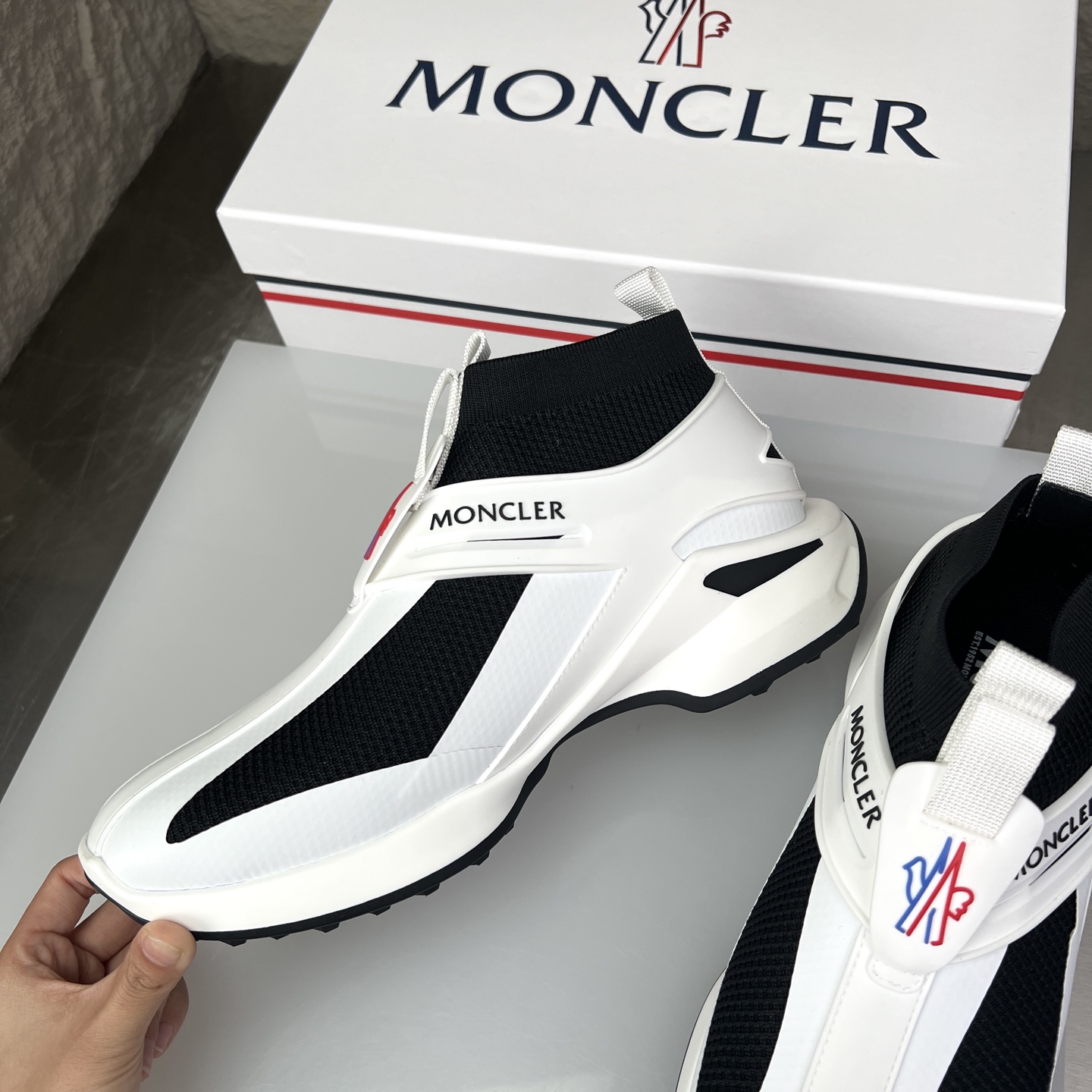 Moncler Men's White & Black Sneakers Breathable Casual Shoes Size 39-44 5 i1745268113504 4332 0 11