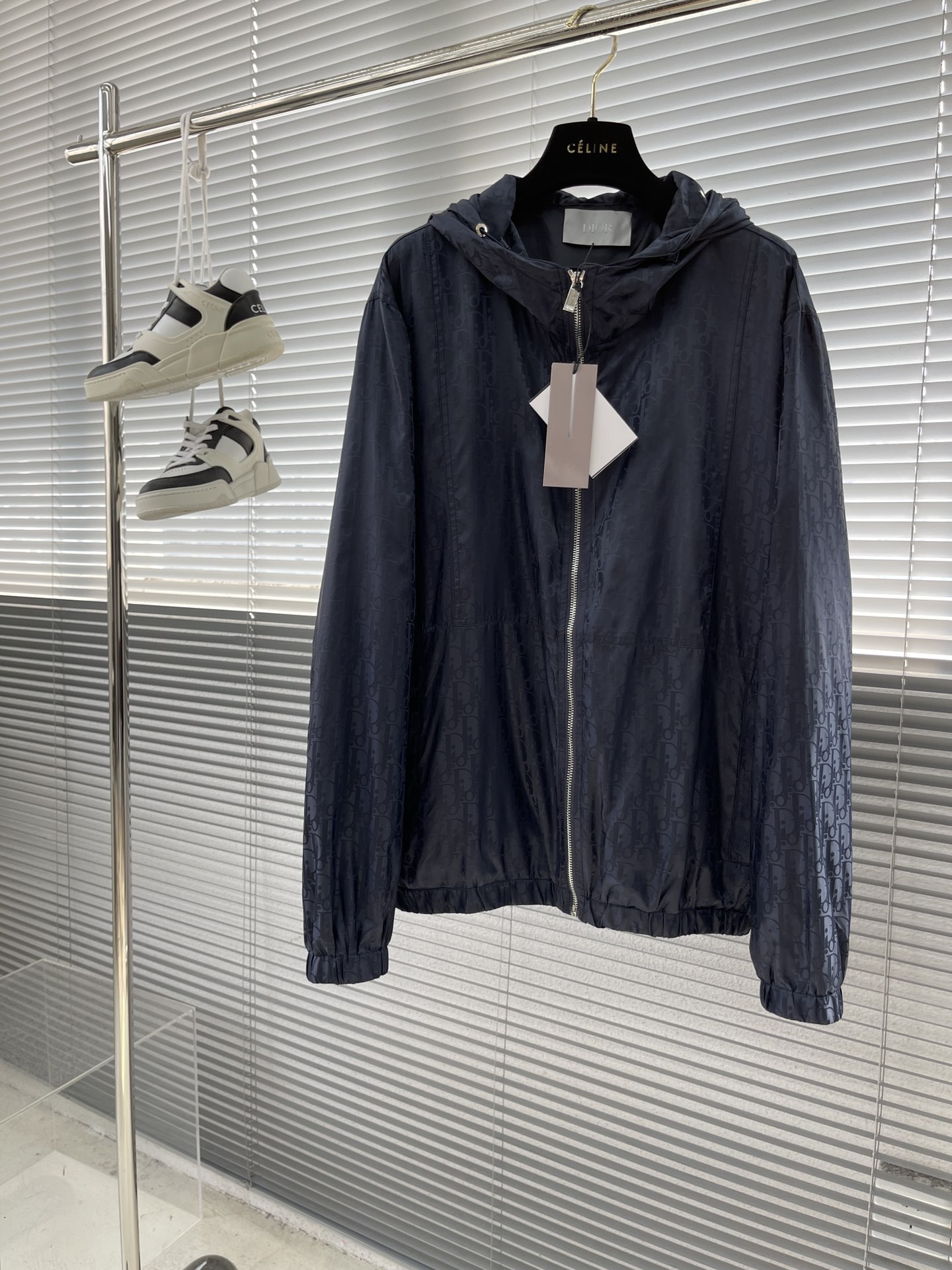 Dior Clothing Coats & Jackets Blue Dark Silk Hooded Top