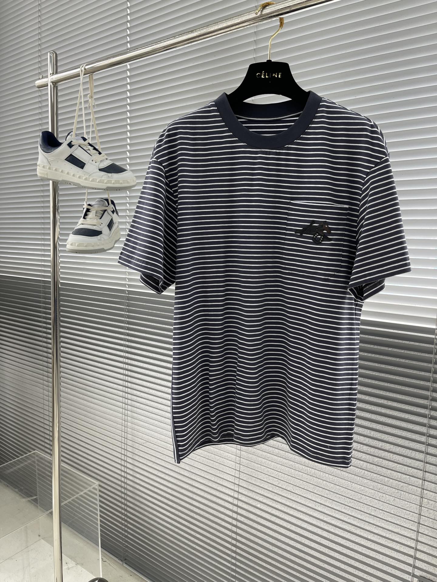 Hermes Clothing T-Shirt Grey White Cotton Spring/Summer Collection