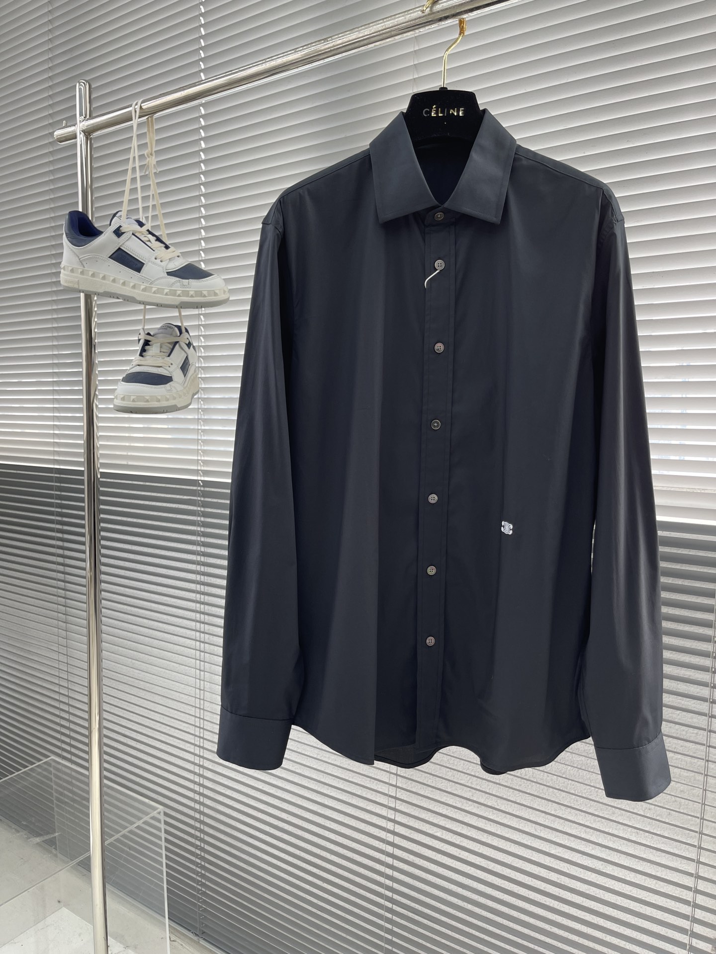 CELINE Men's Classic-Fit Long Sleeve Button-Down Shirt, Embroidered Logo