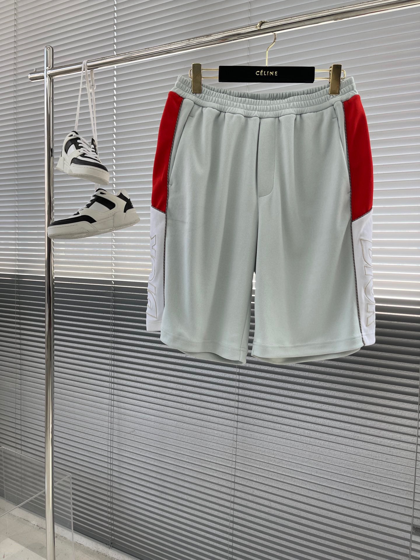 Dior Men's Gray Mélange Knit Shorts with 'Dior Italic' Band - Summer Ready