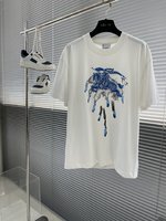 Burberry Clothing T-Shirt Unisex Cotton Summer Collection Fashion Short Sleeve