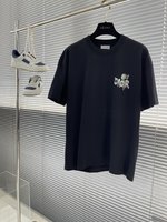 Dior Clothing T-Shirt Unisex Cotton Summer Collection Fashion Short Sleeve