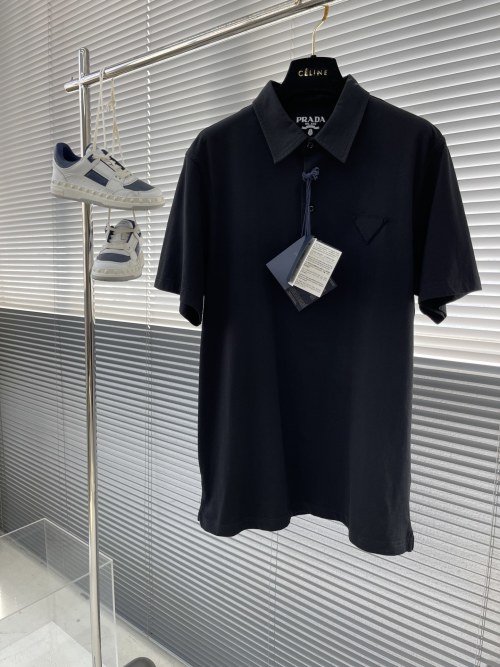 Prada Cotton Polo Shirt With Triangle Logo, Short Sleeve Casual Top 1 Prada Cotton Polo Shirt With Triangle Logo, Short Sleeve Casual Top