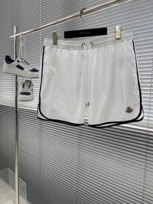 Moncler Men's White Swim Trunks with Black Trim 1 Moncler Men's White Swim Trunks with Black Trim