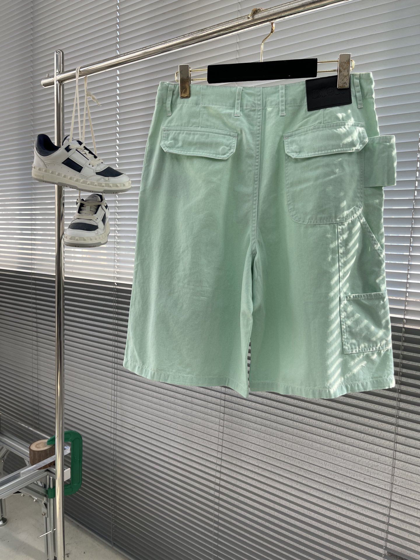 DIO AND Stone Island Light Green Cotton Shorts with Pocket Detail 2 i1721746373 5708 1