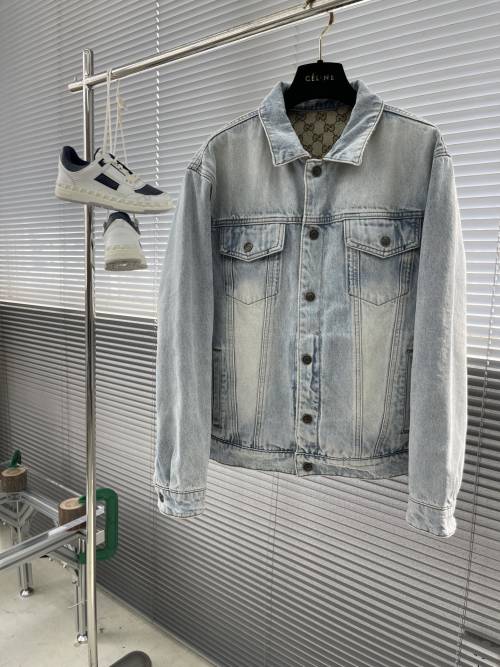 Gucci Reversible Denim Jacket with Canvas - Light Blue, Urban Style 1 Gucci Reversible Denim Jacket with Canvas - Light Blue, Urban Style