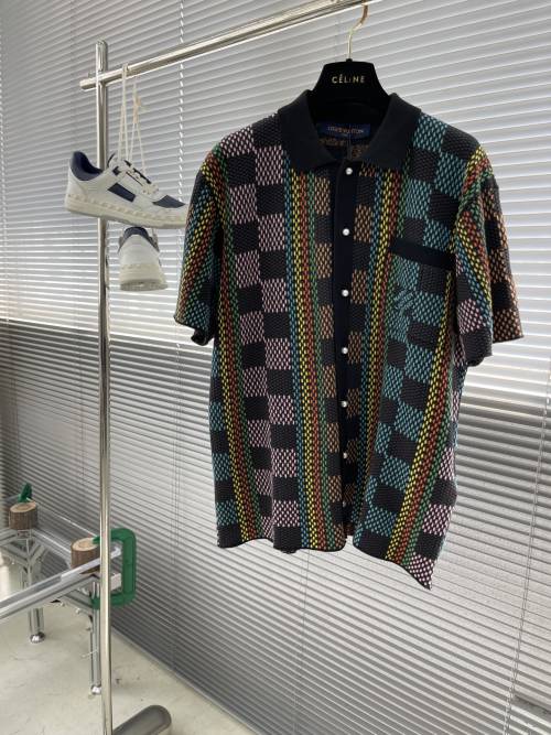 Louis Vuitton 24SS Damier Jacquard Knit Short Sleeve Shirt 1 Louis Vuitton 24SS Damier Jacquard Knit Short Sleeve Shirt