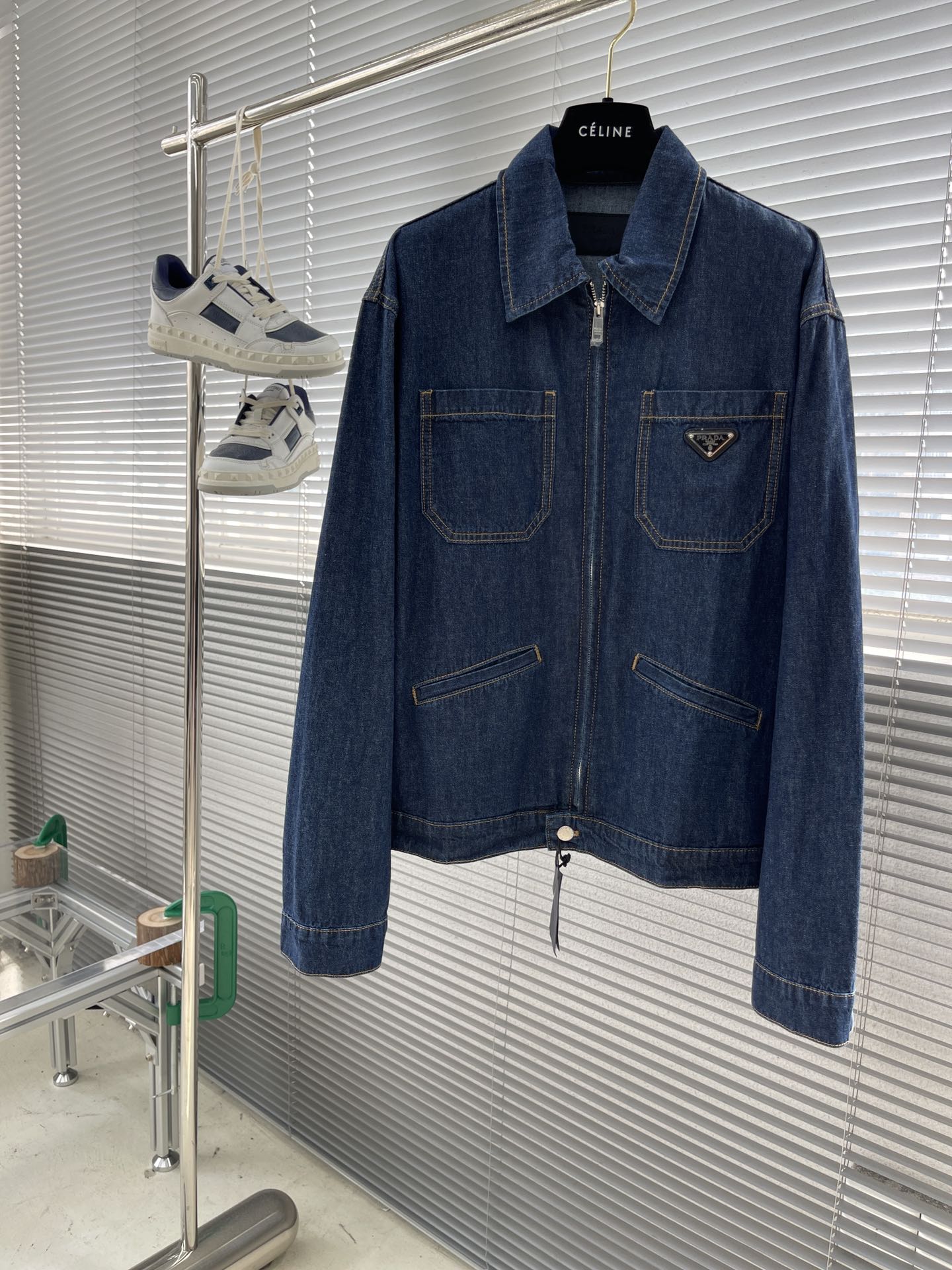 Prada Lightweight Denim Jacket with Enameled Triangle Logo - Stylish & Versatile