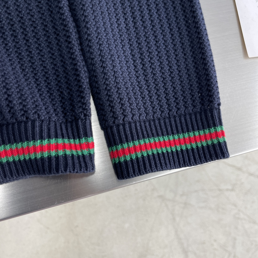 Gucci Wool & Cashmere Blend Ribbed Knit Cardigan with Striped Trim 5 i1725444260 595 3
