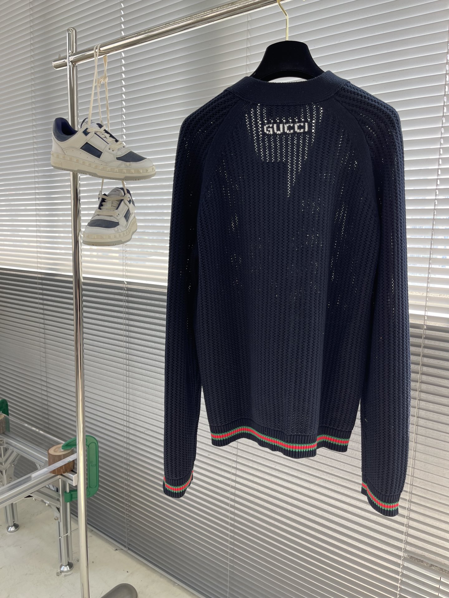 Gucci Wool & Cashmere Blend Ribbed Knit Cardigan with Striped Trim 2 i1725445171 6612 1