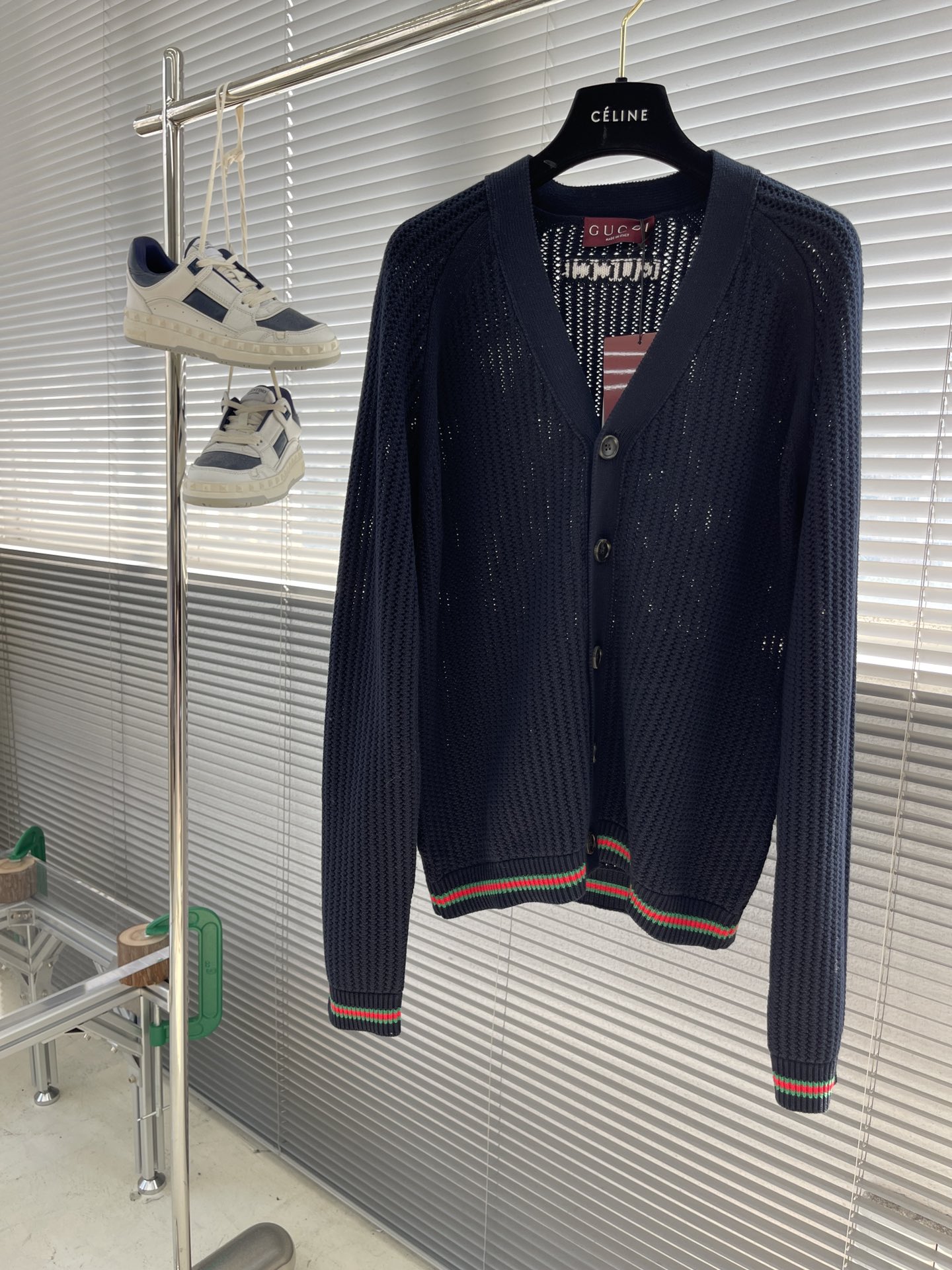 Gucci Wool & Cashmere Blend Ribbed Knit Cardigan with Striped Trim 1 i1725445171 8505 2