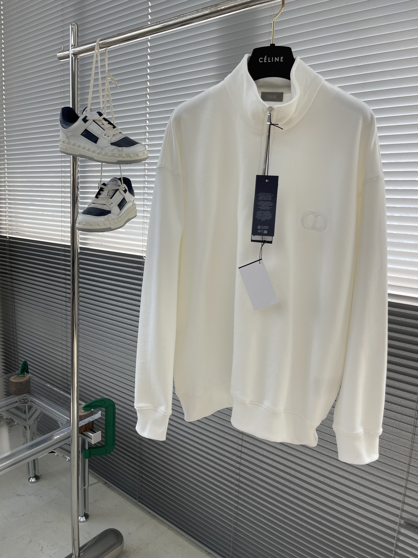 Dior CD Icon سويت شيرت بسحاب نصفي للخريف والشتاء - أبيض، أسود، رمادي