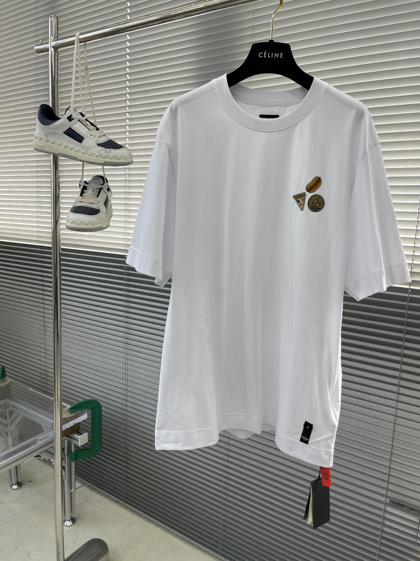 FENDI Men's White Cotton T-Shirt with Fendlicious Embroidery - Short Sleeve