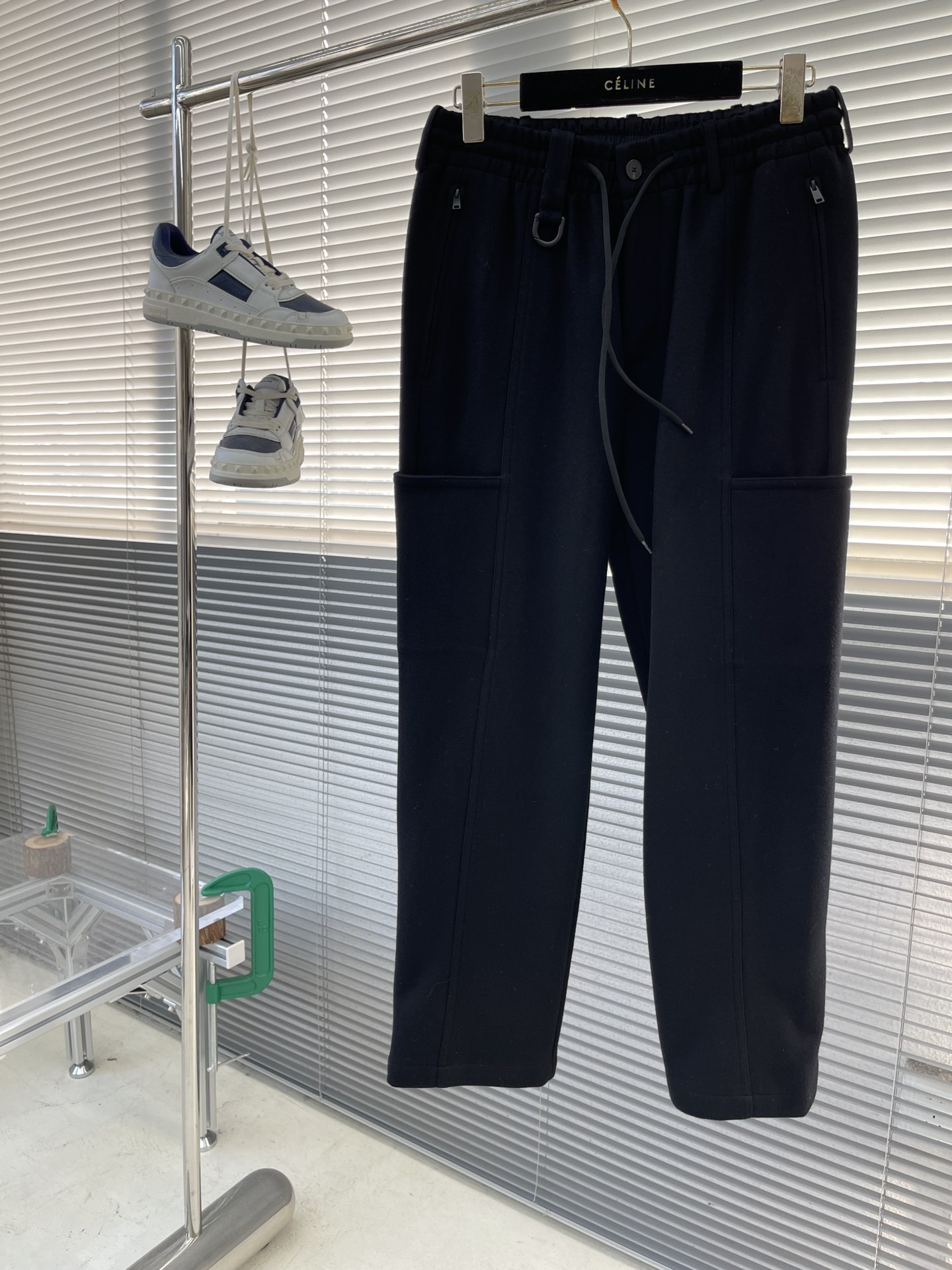 Men's Black Wool Blend Cargo Pants with Multi-Pocket Design - Straight Leg Fit 1 i1734427247 5727 0