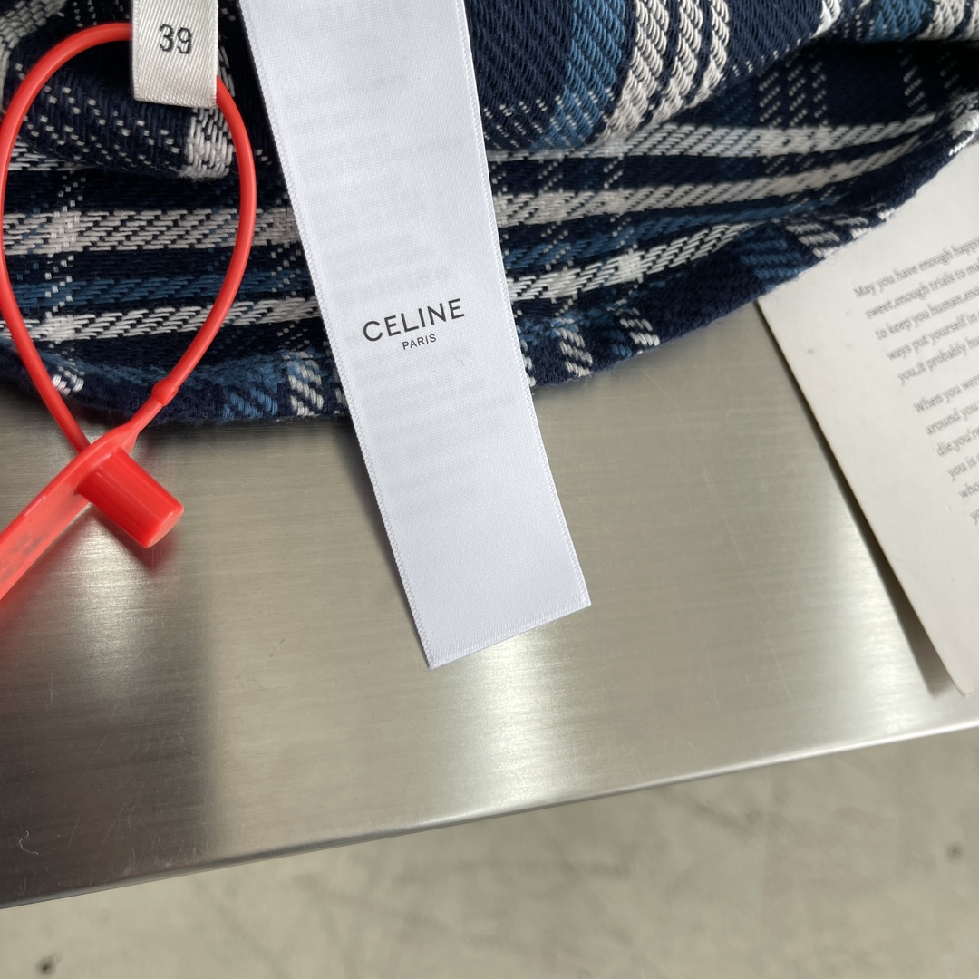 -Celin 凯旋门短茄克衫定制1:1 纯棉色织磨毛格料 纹理清晰 色彩鲜艳 触感细腻 以经典蓝白为主基