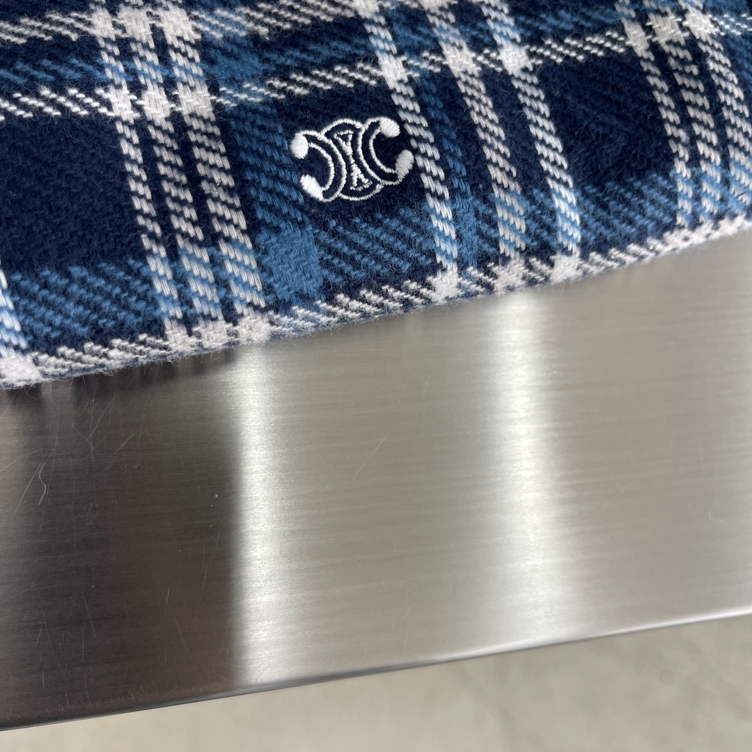 -Celin 凯旋门短茄克衫定制1:1 纯棉色织磨毛格料 纹理清晰 色彩鲜艳 触感细腻 以经典蓝白为主基