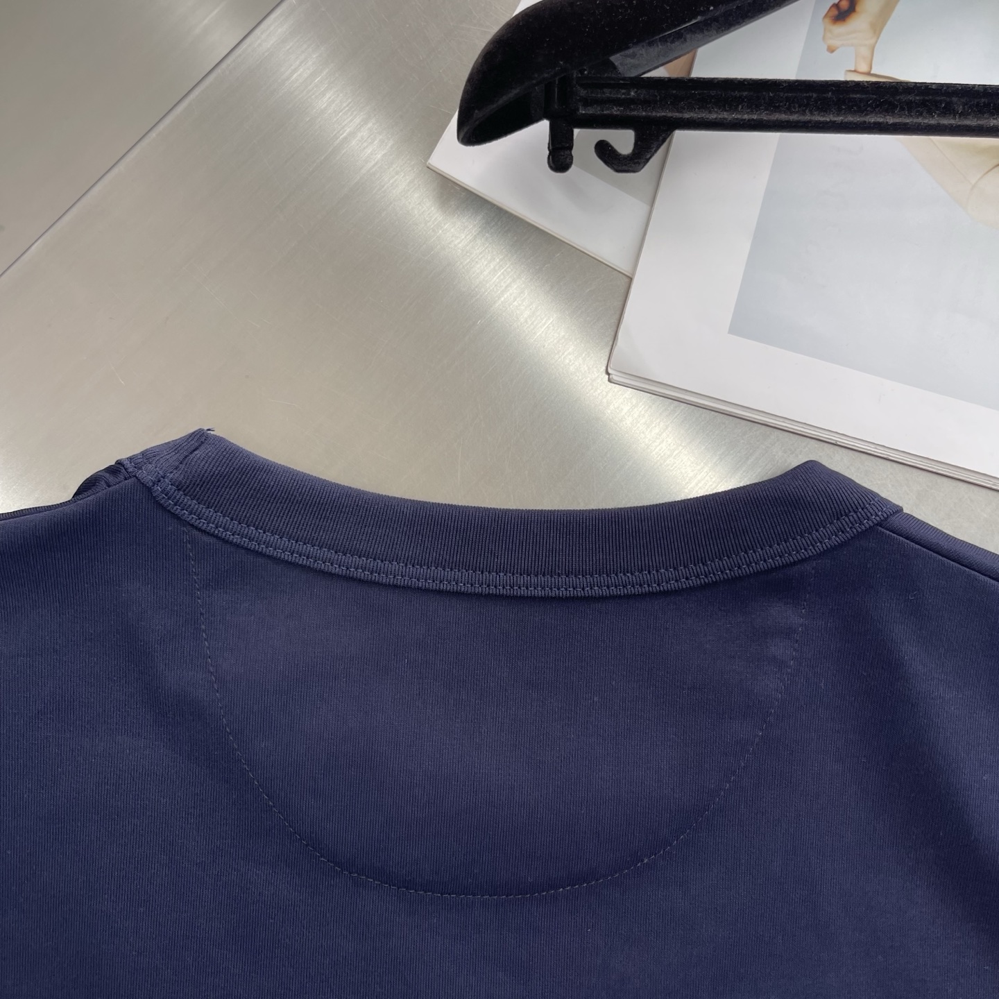 Moncler Men's Navy Logo Embroidered Cotton T-Shirt - M to 5XL 7 i1745503386191 9609 0 4