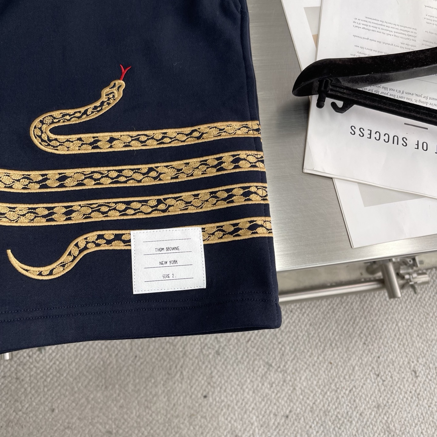 Celine Snake Embroidered Navy Cotton Shorts Drawstring Casual For Men And Women 8 i1745677330320 6415 0 3