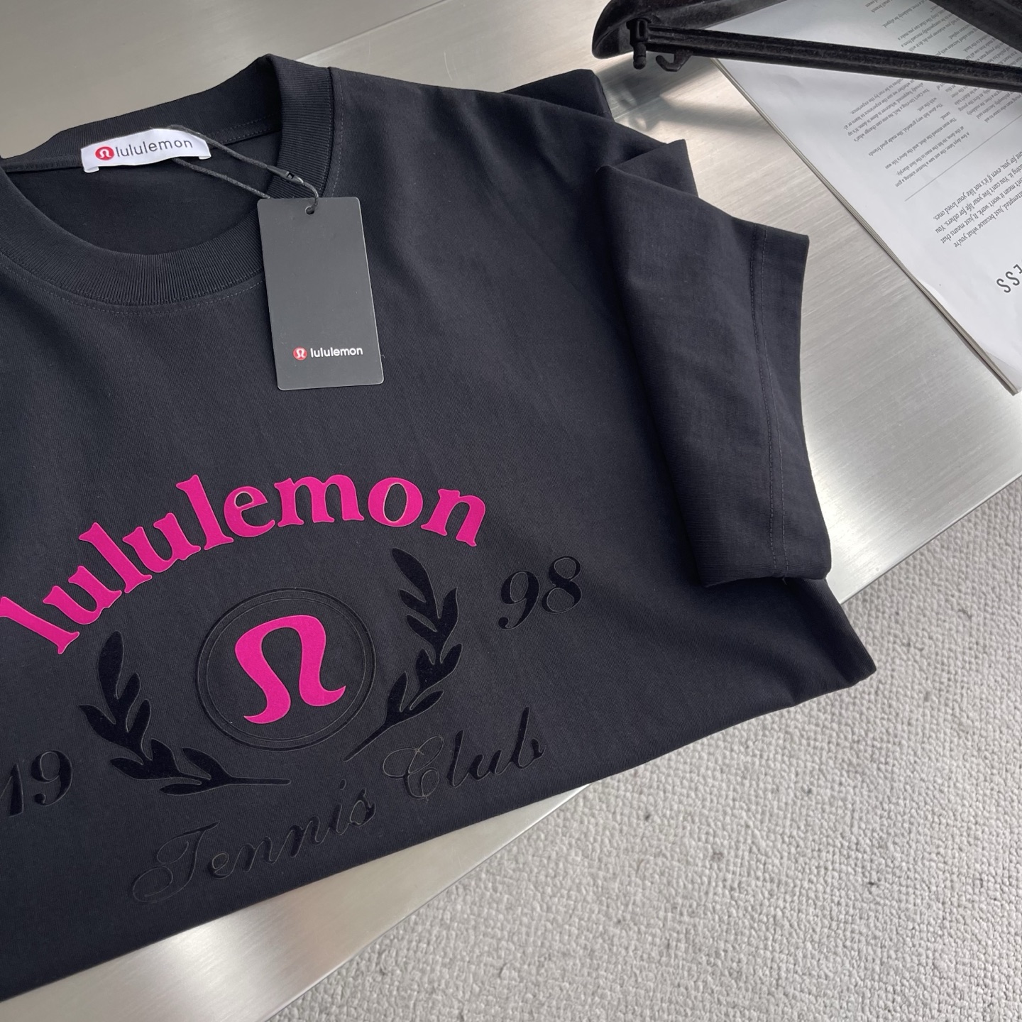 Lululemon Flocked Tee - Stylish Pink & Black Pattern, Youthful Design 7 i1745677928248 7438 0 1