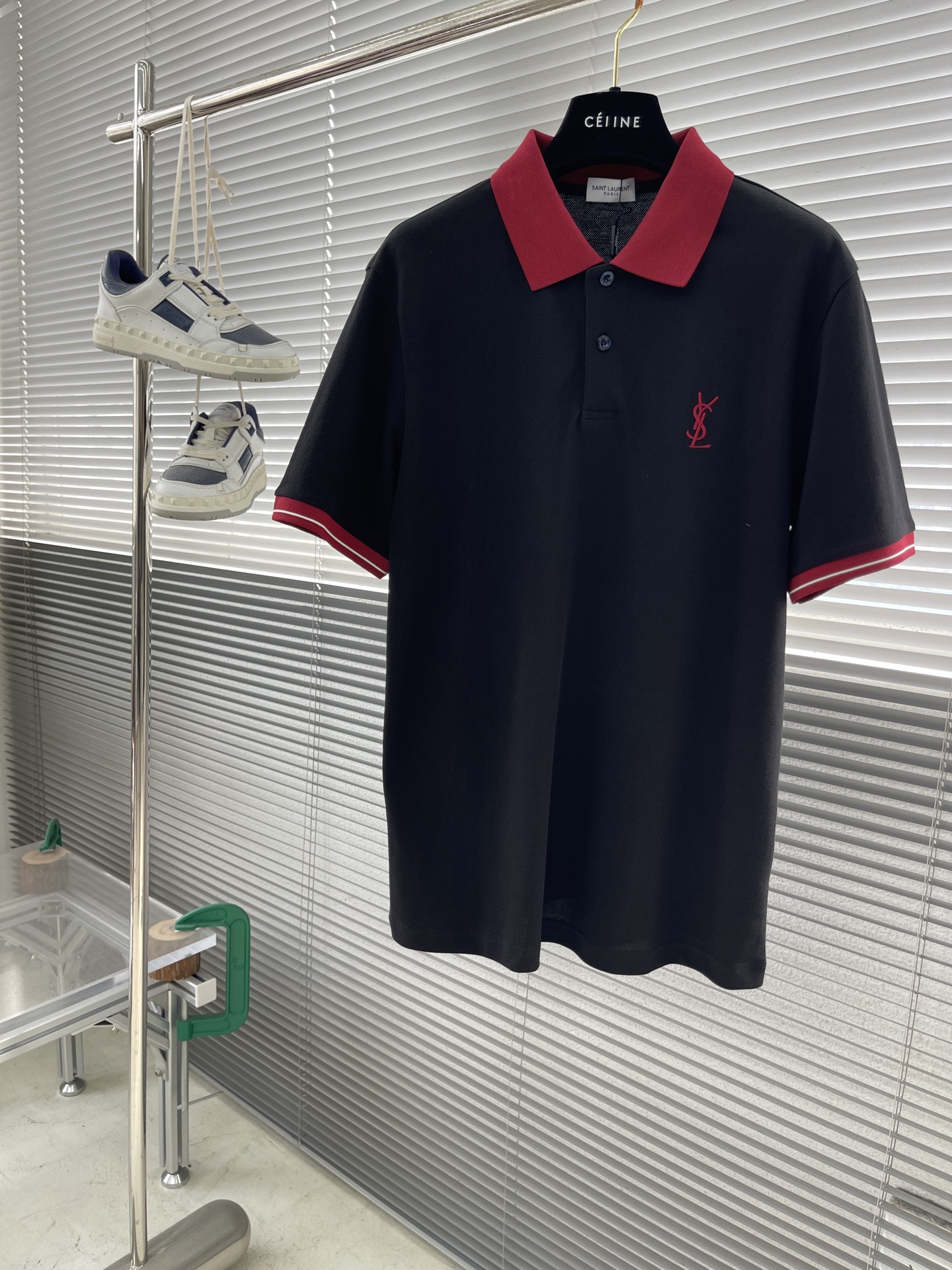 Yves Saint Laurent Men's Two-Tone Polo Shirt - Short Sleeve, Embroidered Logo