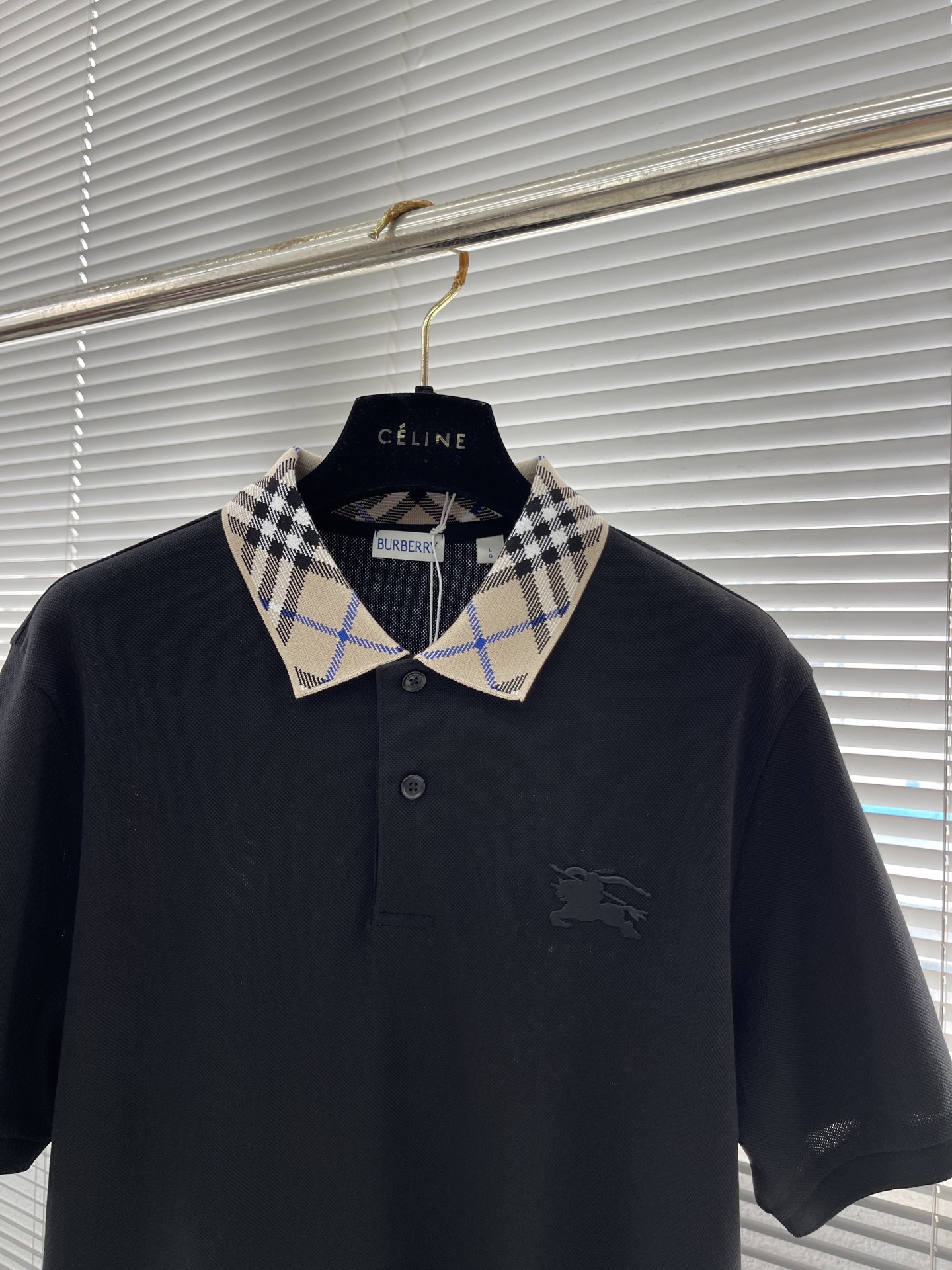 Burberry Men's Classic Fit Polo Shirt with Iconic Check Collar - Black 2 i1745831049204 2193 0 6