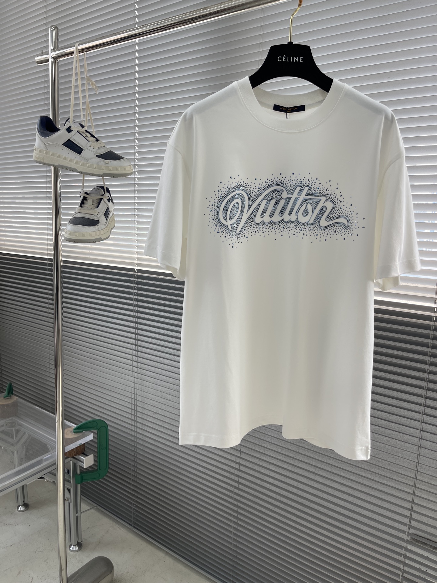 Louis Vuitton 2025 Rhinestone T-Shirt, Premium Cotton, Comfortable and Breathable