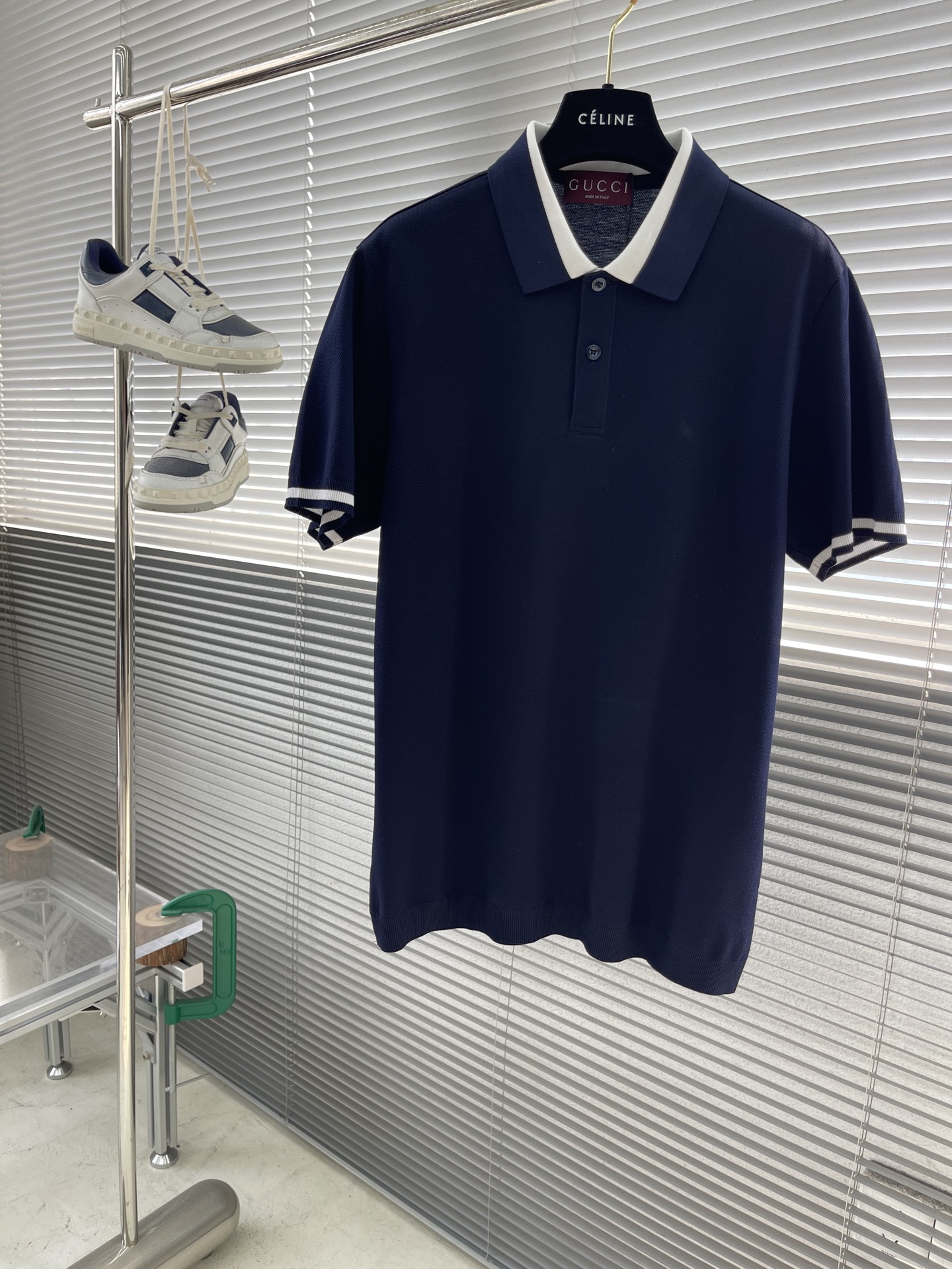 Gucci Men's Polo Shirt Short Sleeve Contrast Trim Business Casual Style