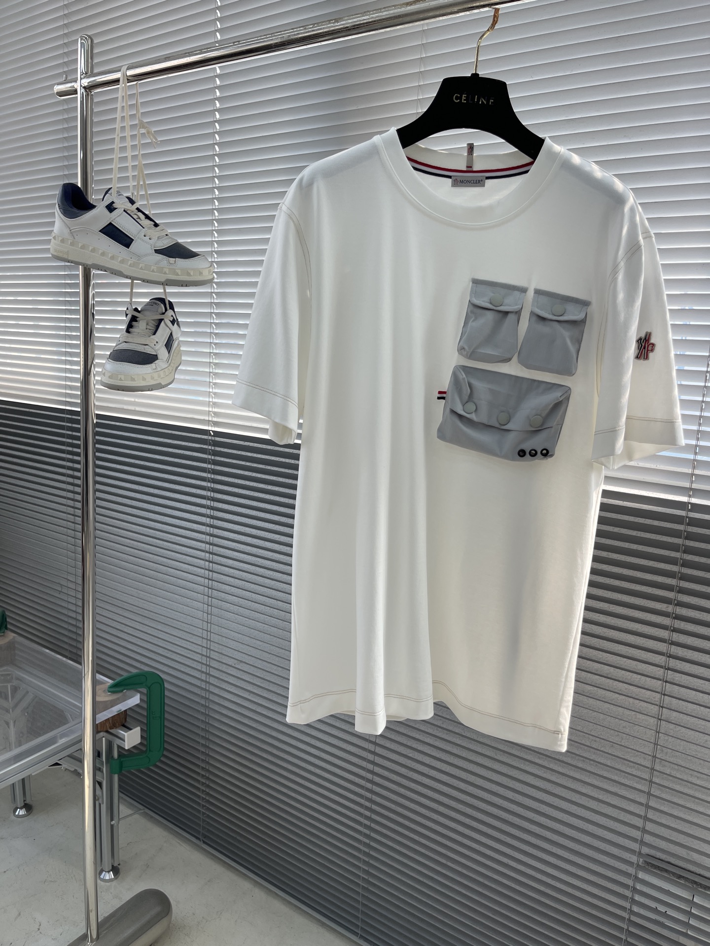 Moncler Men's White Cotton T-Shirt with Pocket Detail - Classic and Comfortable