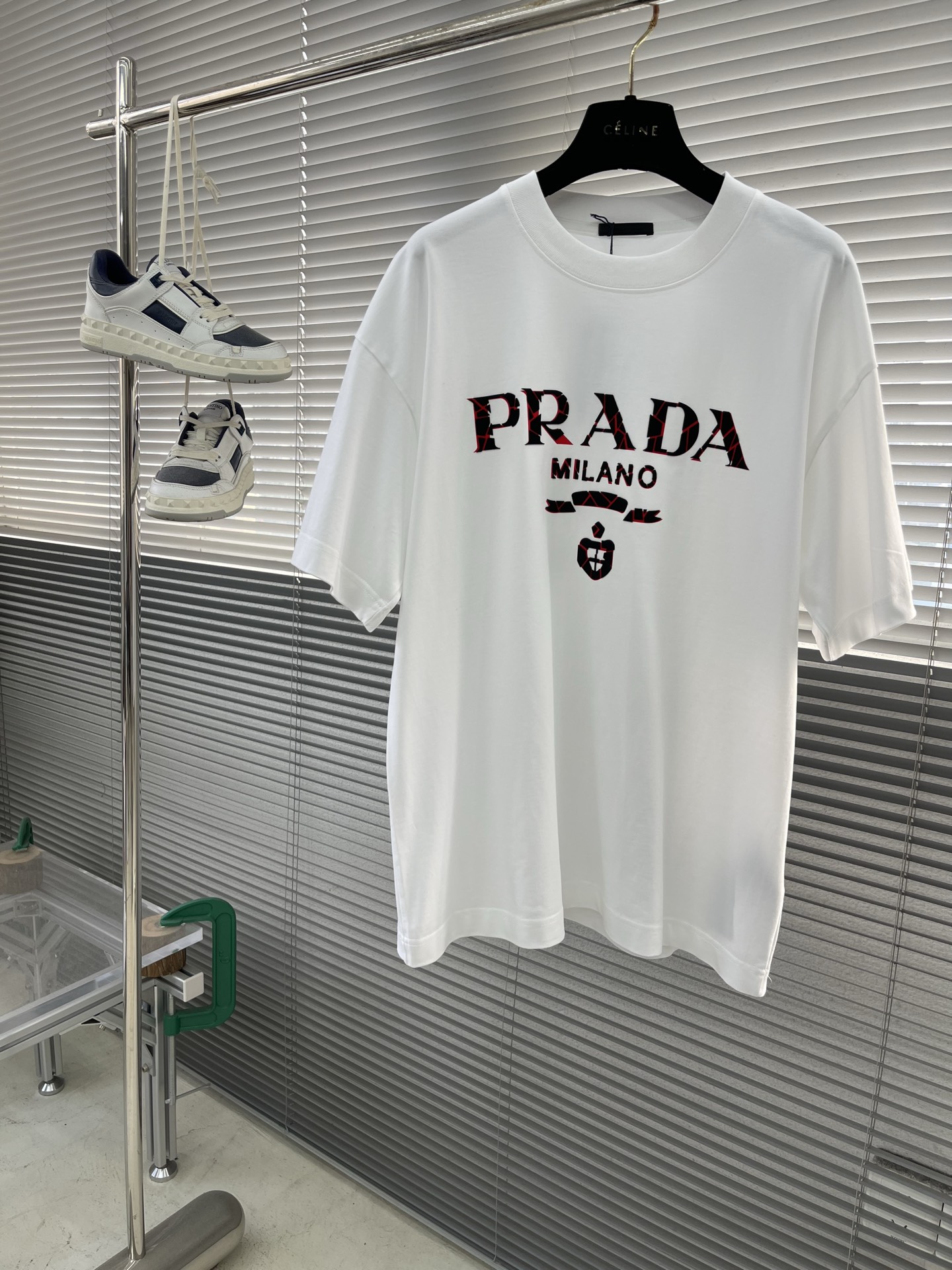 Prada Milano Logo Print Cotton T-Shirt - Unisex, Relaxed Fit 1 i1745833570270 6355 0 5