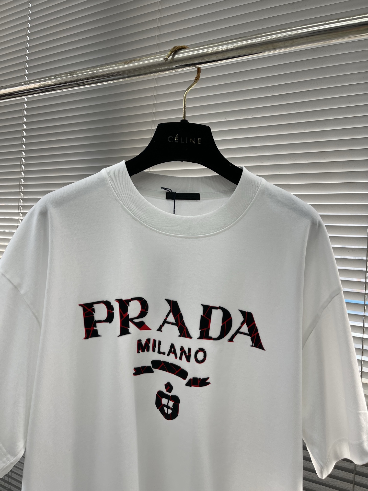 Prada Milano Logo Print Cotton T-Shirt - Unisex, Relaxed Fit 2 i1745833570326 1959 0 6