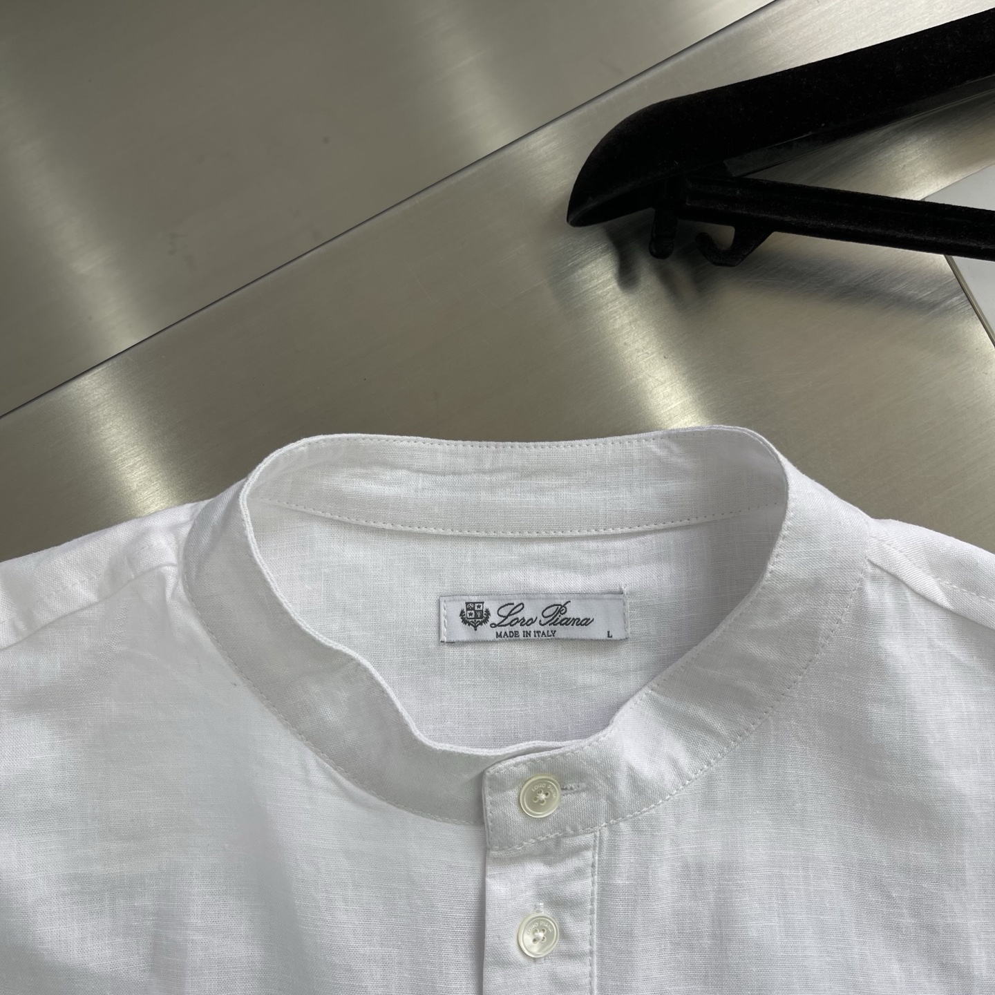 Celine Men's Linen Short Sleeve Button-Up Collarless Shirt - Summer Essential 3 i1745924136318 9157 0 0