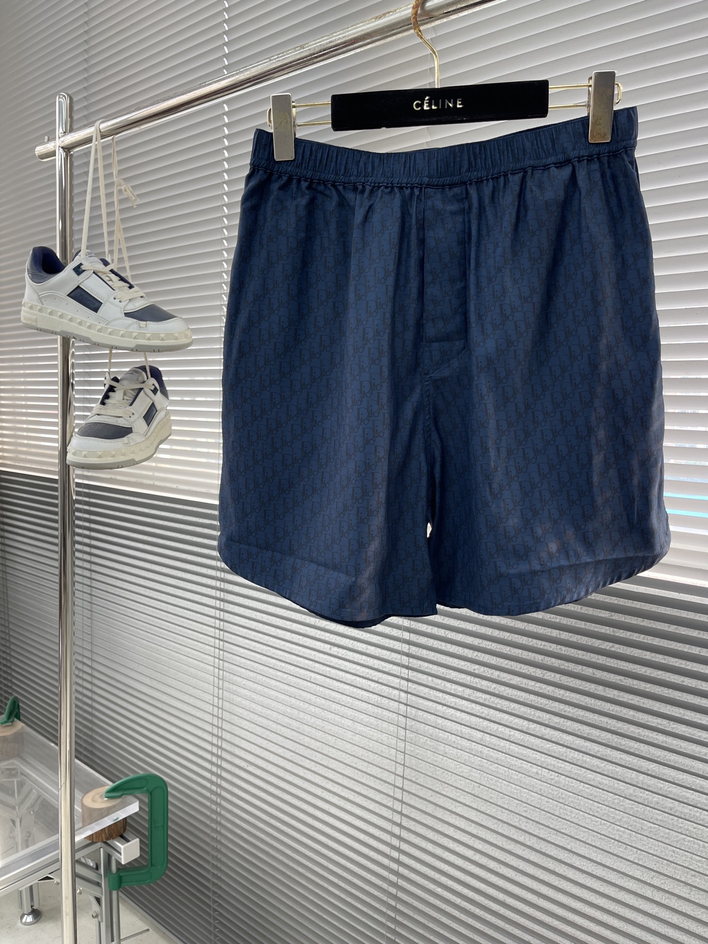 Dior Oblique Print Silk-Blend Shorts - Navy Blue, 2025 Collection