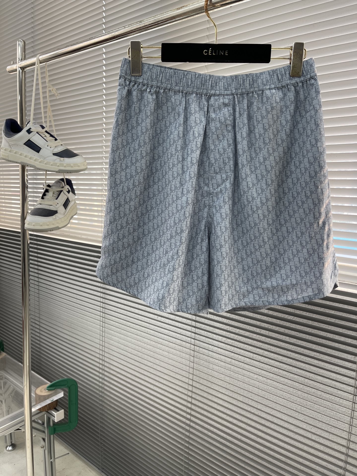 Dior Oblique Print Shorts - Navy Blue Silk & Cotton Jacquard, Sporty Fit