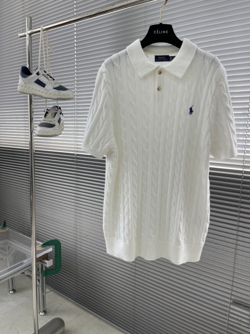 Polo Ralph Lauren Cable-Knit Short-Sleeve Polo Shirt - Solid White 1 Polo Ralph Lauren Cable-Knit Short-Sleeve Polo Shirt - Solid White