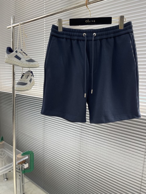 Celine Navy Blue Cotton Blend Casual Shorts with Drawstring Waist 1 Celine Navy Blue Cotton Blend Casual Shorts with Drawstring Waist