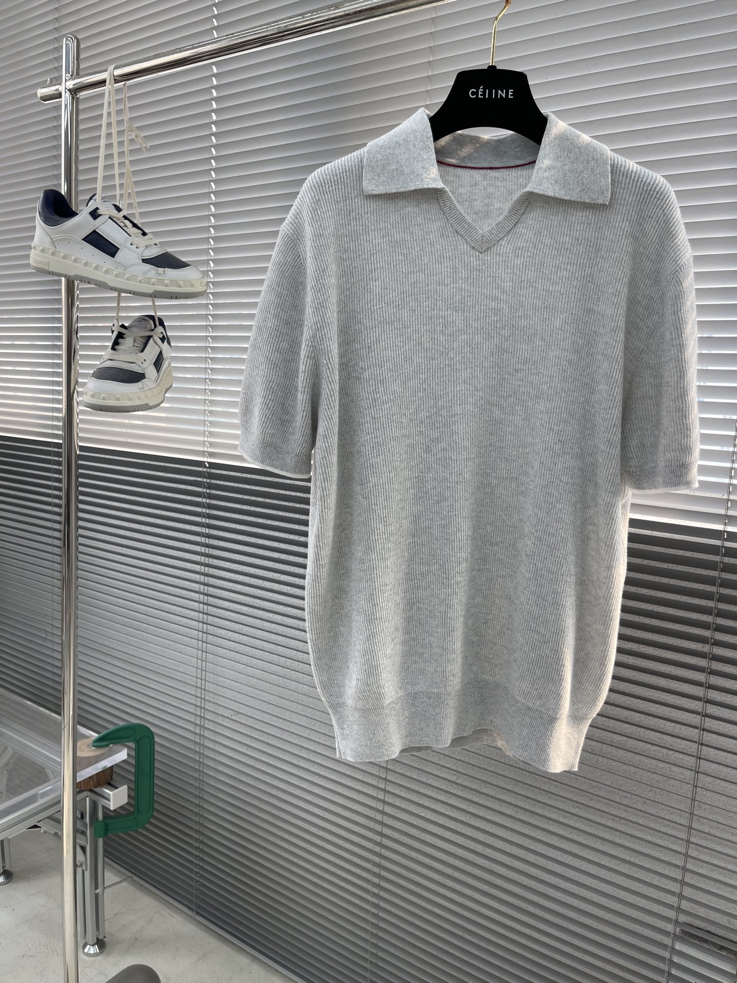 Celine Men's Polo Shirt Short Sleeve Premium Cotton Casual Grey Modern