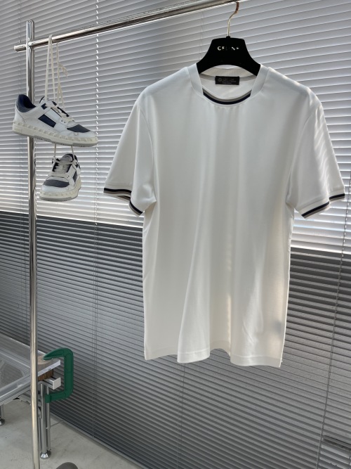 Loro Piana Men's Silk-Modal-Cotton Blend Short Sleeve T-Shirt - Elegant Design 1 Loro Piana Men's Silk-Modal-Cotton Blend Short Sleeve T-Shirt - Elegant Design