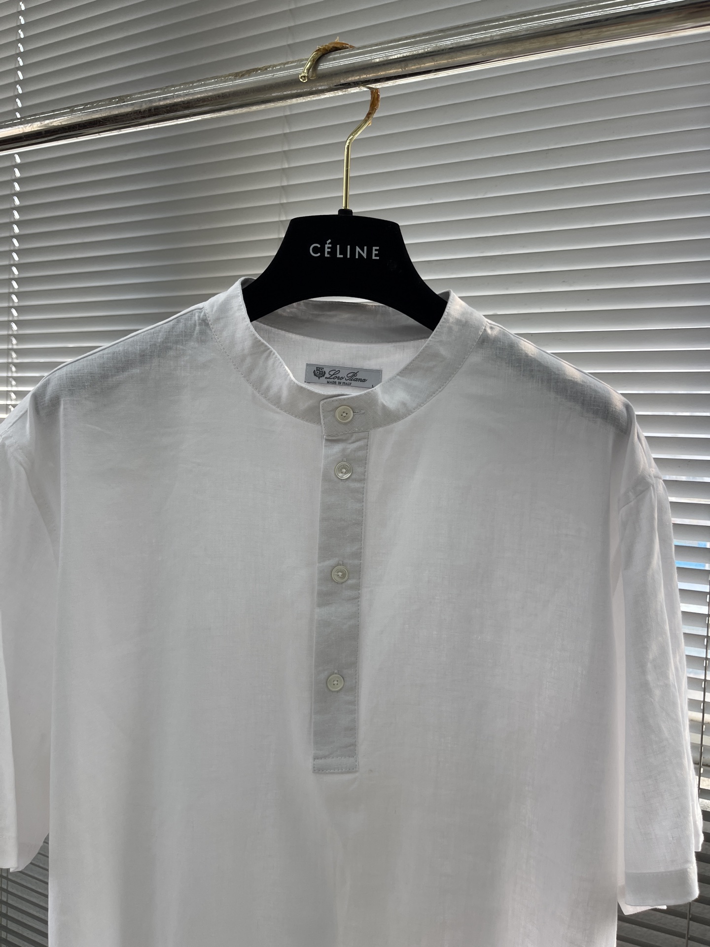 Celine Men's Linen Short Sleeve Button-Up Collarless Shirt - Summer Essential 2 i1745927539287 8657 0 6