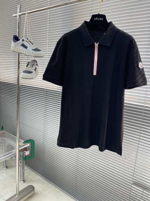 Moncler Men's Black Polo Shirt with Zipper Detail - Classic & Stylish 1 Moncler Men's Black Polo Shirt with Zipper Detail - Classic & Stylish