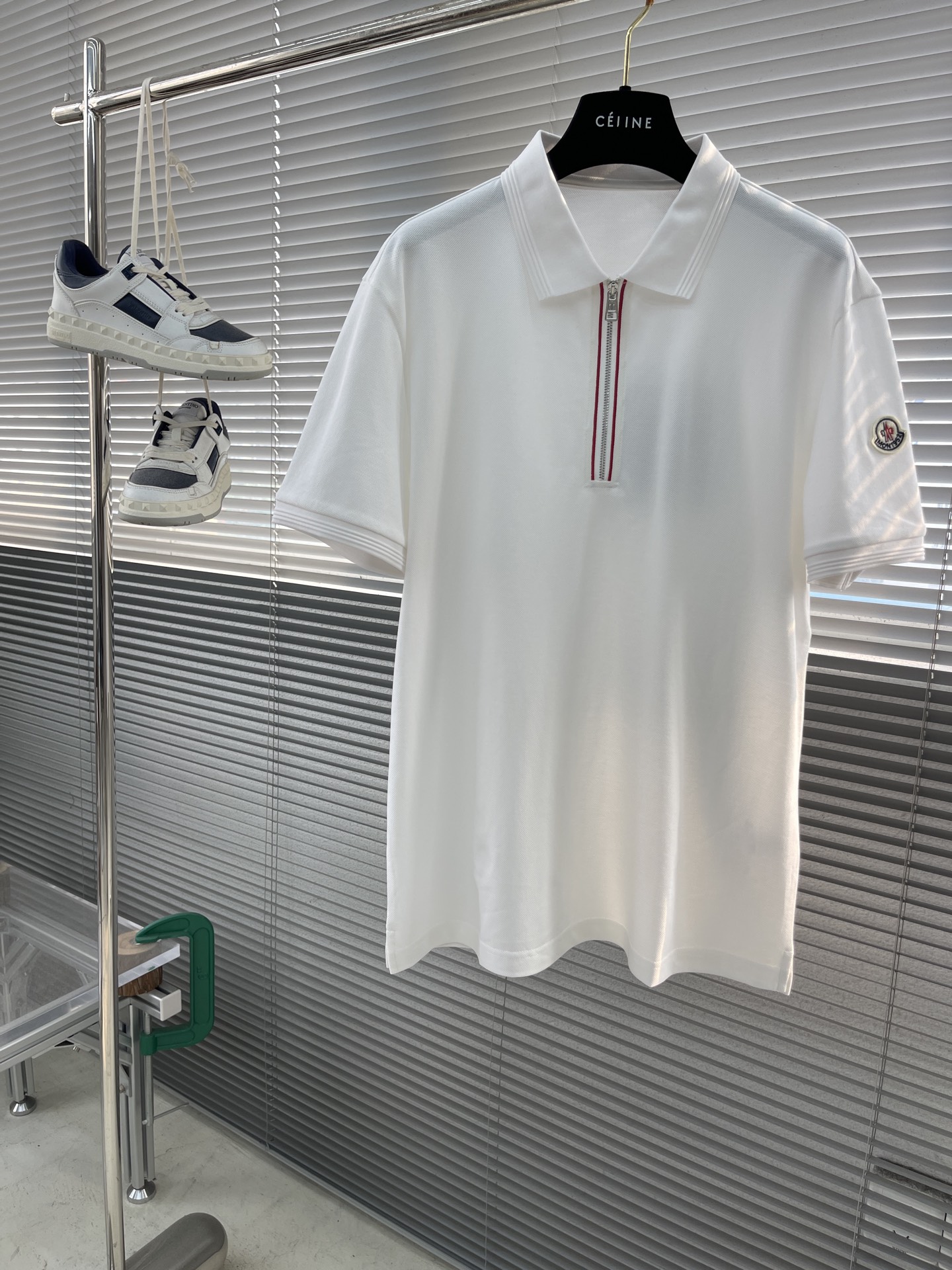 Moncler Men's White Polo Shirt Short Sleeve Business Casual High-end Cotton