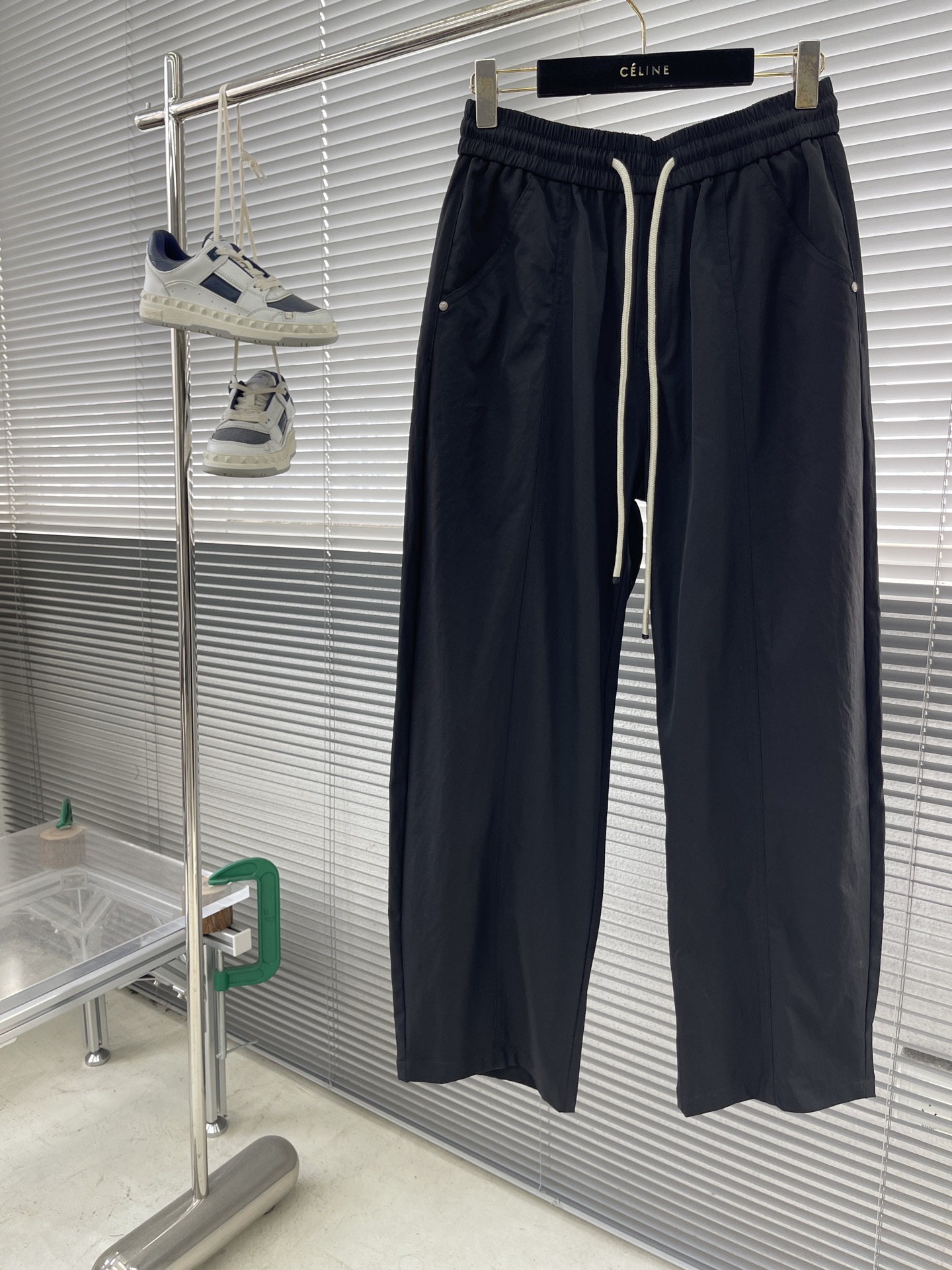 Celine 2025 Spring/Summer Black Casual Pants with Drawstring Waist - M to 3XL