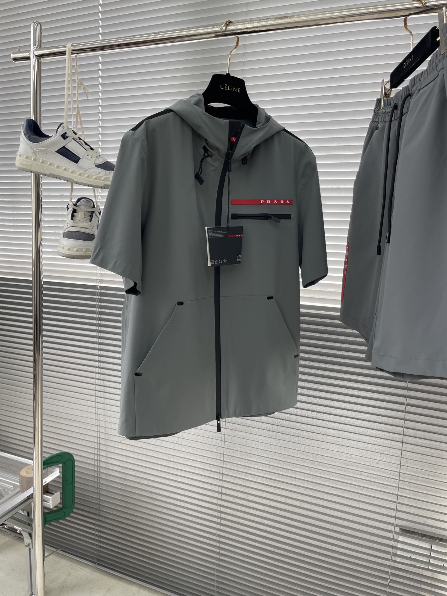 Prada Linea Rossa Grey Short Sleeve Hooded Jacket | Fashion-Meets-Function 2 i1746006229140 3862 0 5
