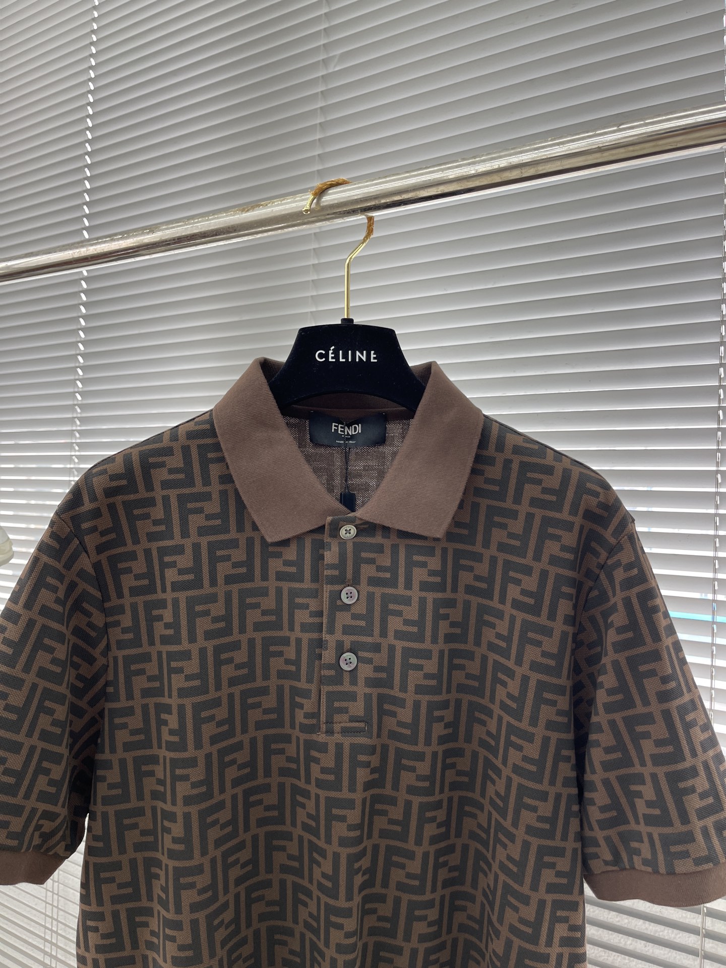Fendi Men's Polo Shirt All-Over Logo Pattern Brown, Size M-XXL 2 i1746006672591 5685 0 6