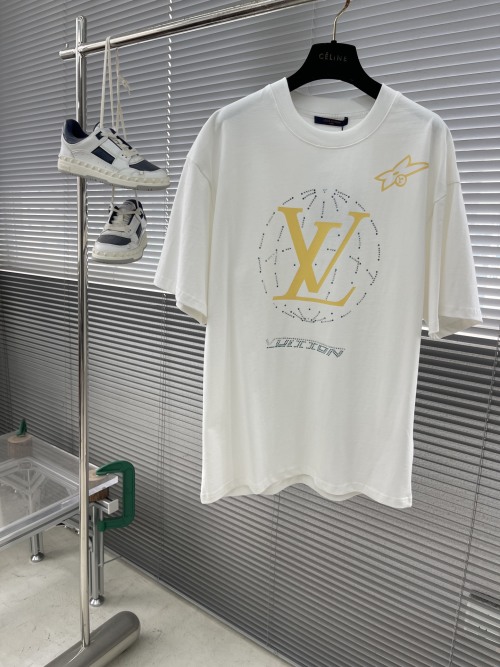 Louis Vuitton Embroidered Logo T-Shirt, Short Sleeve, Casual Style 1 Louis Vuitton Embroidered Logo T-Shirt, Short Sleeve, Casual Style