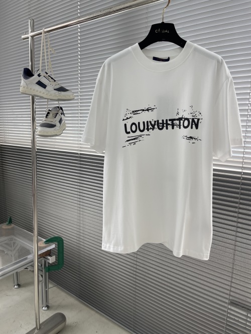 Louis Vuitton Men's White Cotton T-Shirt with Logo Print - S to XL 1 Louis Vuitton Men's White Cotton T-Shirt with Logo Print - S to XL