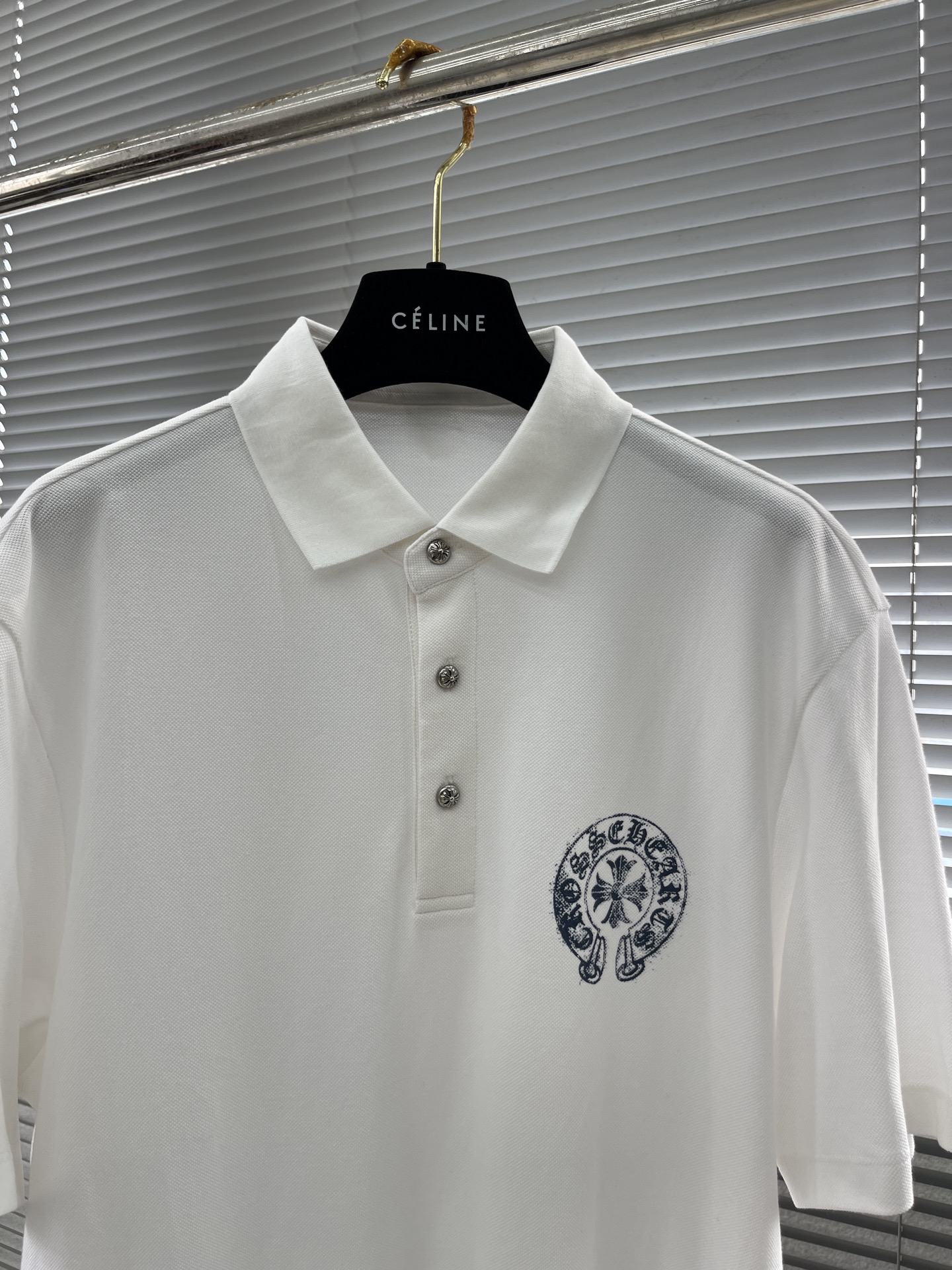Chrome Hearts Polo Shirt - Short Sleeve Cotton Blend Top for Men, White 2 i1746354424137 2137 0 6